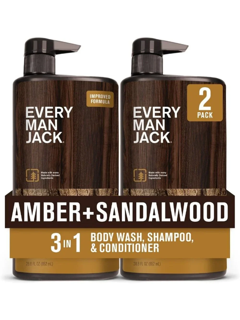Moisturizing 3-in-1 Body Wash for Men | Amber Sandalwood, Aloe Vera & Glycerin